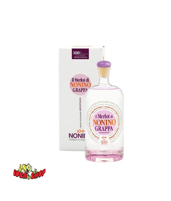 Bottiglia astucciata di grappa Nonino Merlot da 500 ml