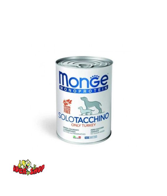 Lattina da 400 g di Monge Paté Solo Tacchino per cane
