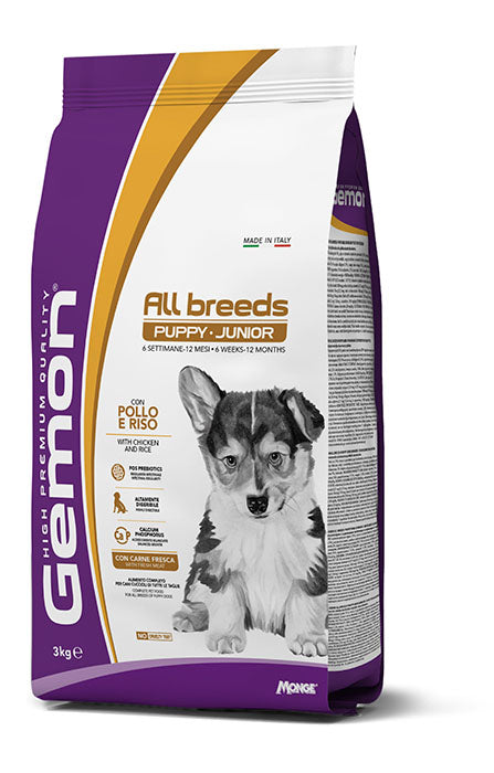 Gemon All Breeds Puppy & Junior con Pollo e Riso — sacco da 15 kg