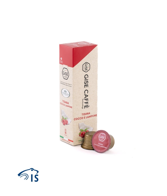 Confezione da 10 capsule Gise Tisana Cocco e Lampone selezionata da L'Angelica