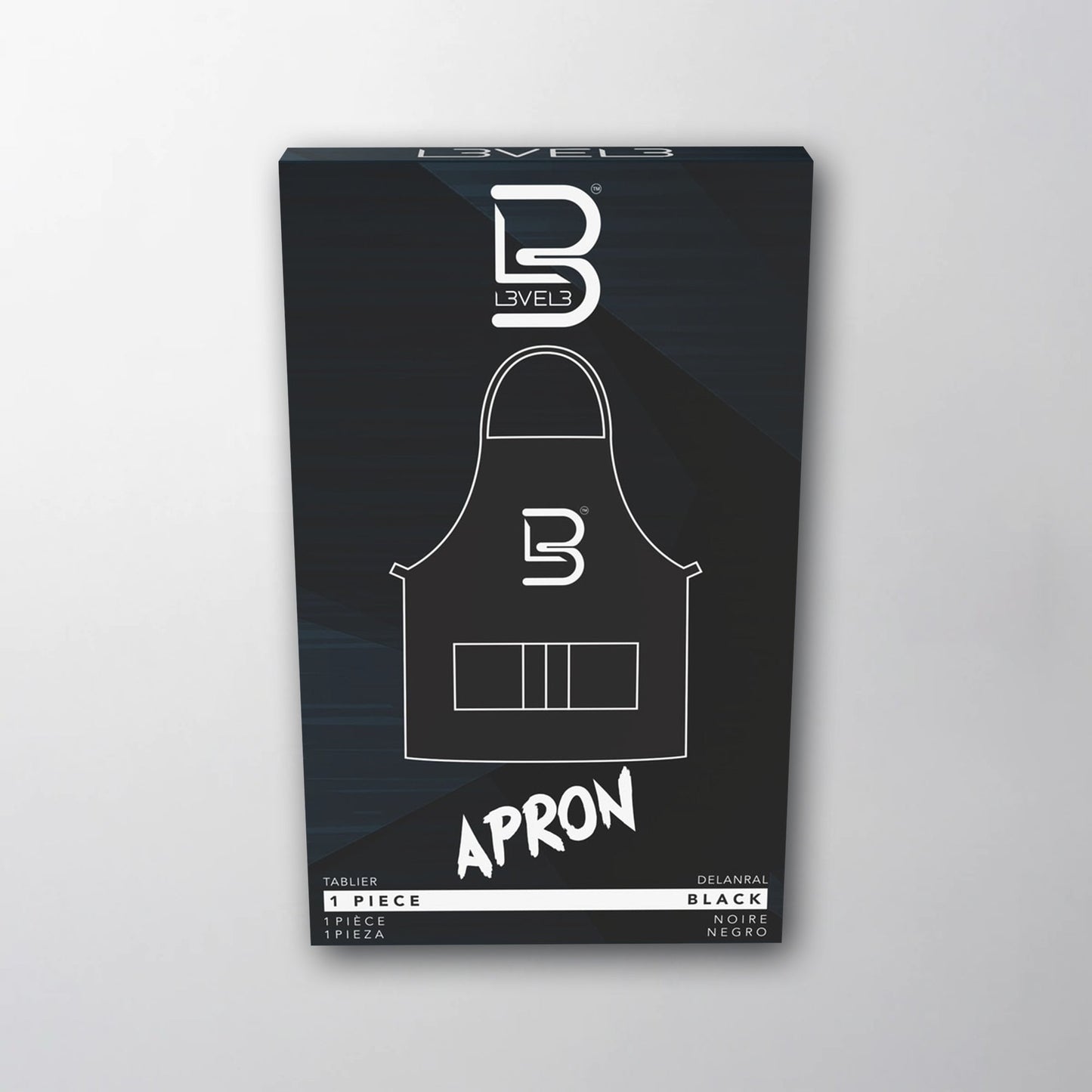 L3VEL3 Professional Apron, grembiule barber nero — foto prodotto