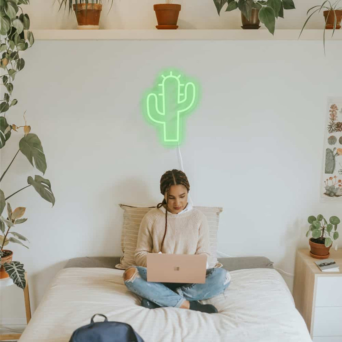 Insegna neon LED Candy Shock Cactus accesa, 40 × 27 cm