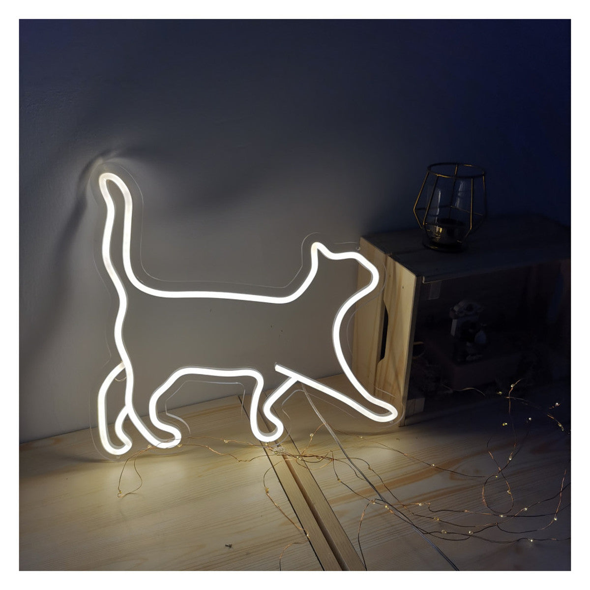 Insegna neon LED Candy Shock Cat accesa, 40 × 36 cm
