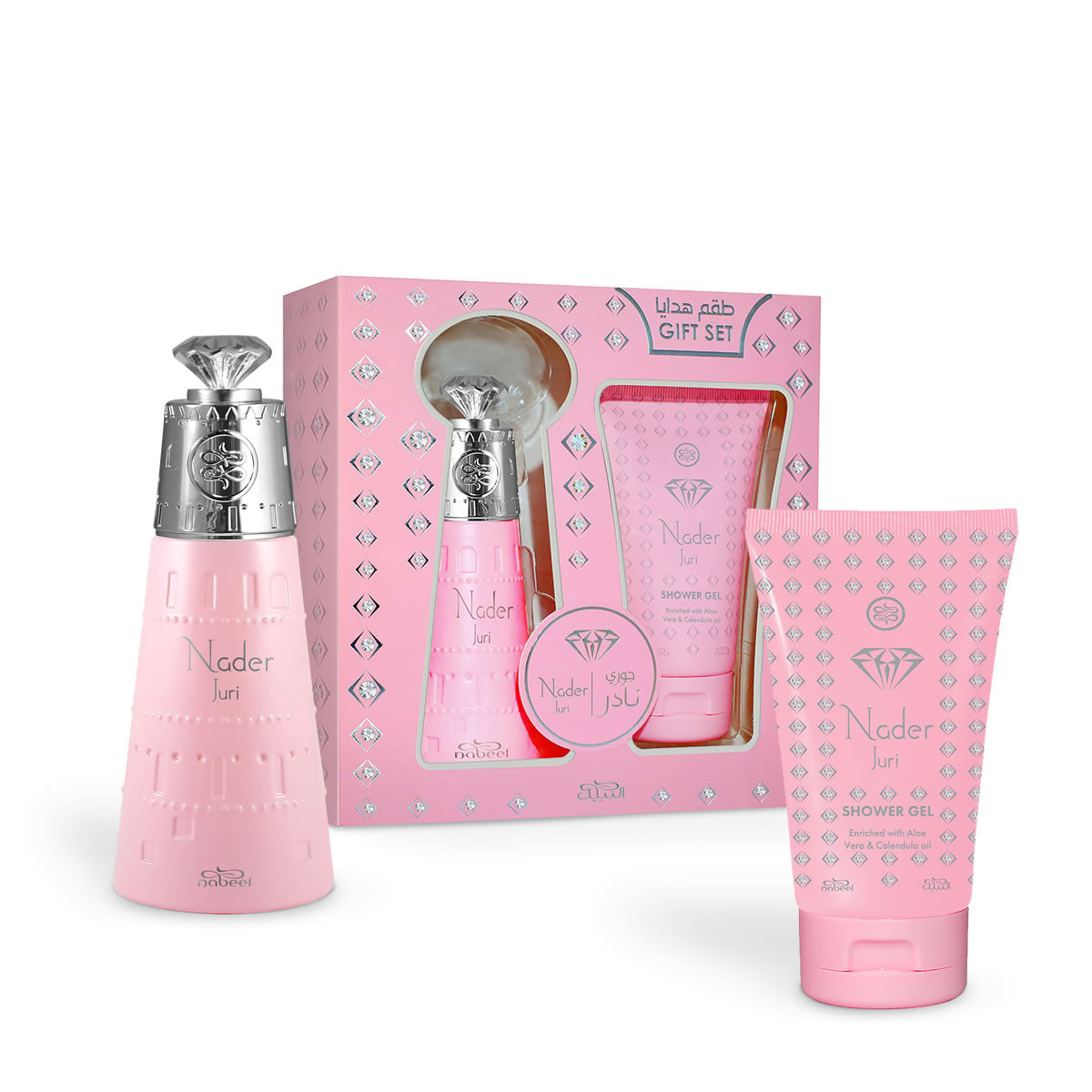 Cofanetto regalo Nabeel Nader Juri: Eau de Parfum 100 ml e gel doccia 125 ml con la scatola Gift Set rosa
