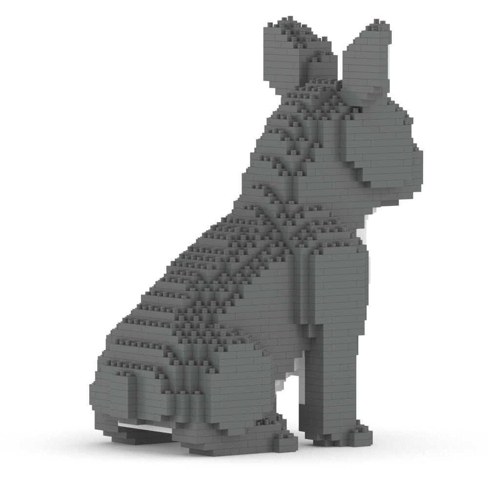 Scultura Jekca Bulldog Francese seduto vista di profilo