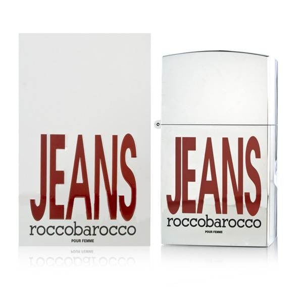 Roccobarocco Jeans Pour Femme Eau de Parfum 75 ml, flacone argentato con confezione
