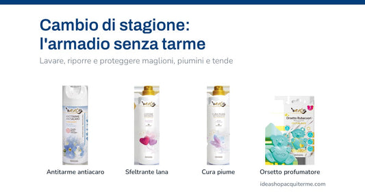 Wexor Antitarme Antiacaro, Lozione Sfeltrante, Cura Piume e Orsetto Rubacuori per il cambio di stagione
