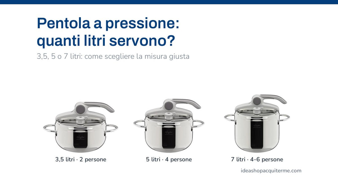 Pentole a pressione Lagostina Deliziosa da 3,5, 5 e 7 litri: quale capacità per 2, 4 e 6 persone