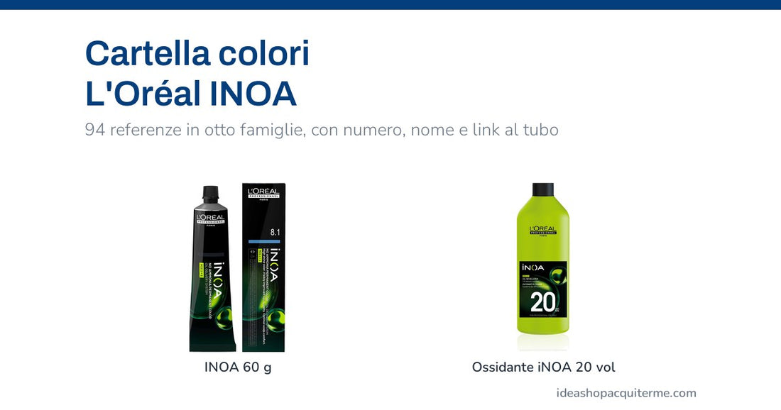 Cartella colori L'Oréal INOA — tubo INOA 60 g e Ossidante iNOA 20 vol