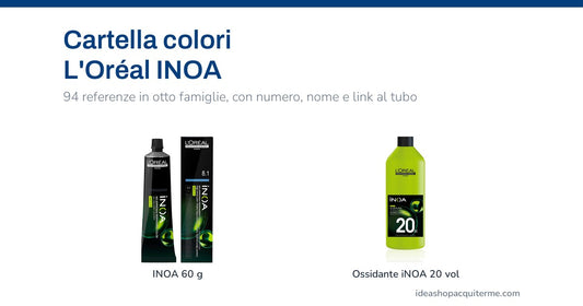 Cartella colori L'Oréal INOA — tubo INOA 60 g e Ossidante iNOA 20 vol