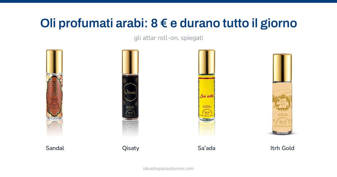 Oli profumati arabi roll-on Nabeel: Sandal, Qisaty, Sa'ada e Itrh Gold