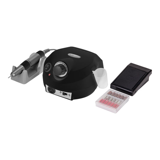 Fresa per unghie Activ Power J202 nera con manipolo, pedale e set di punte