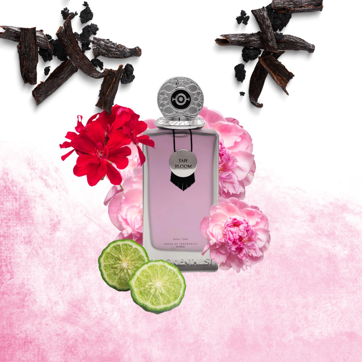 Taif Bloom con le sue note: rosa, pesca, peonia e legni