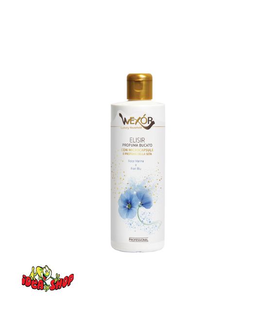 Flacone da 200 ml di elisir profuma bucato Wexor felce marina e fiori blu