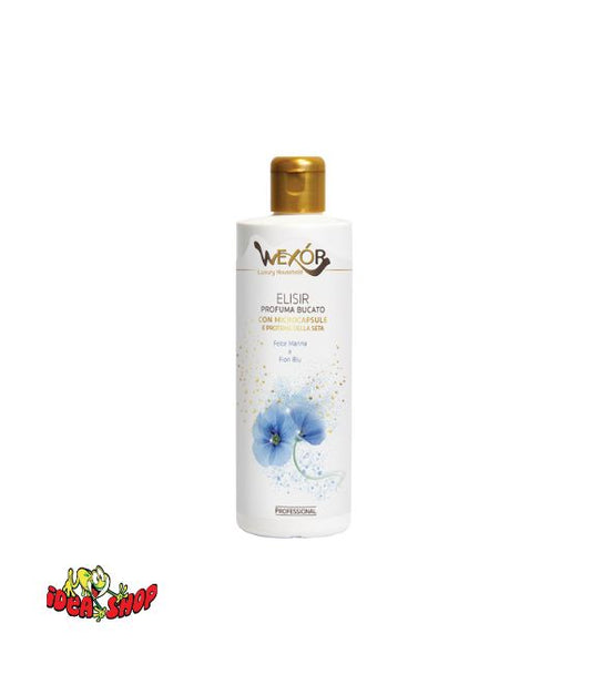 Flacone da 200 ml di elisir profuma bucato Wexor felce marina e fiori blu