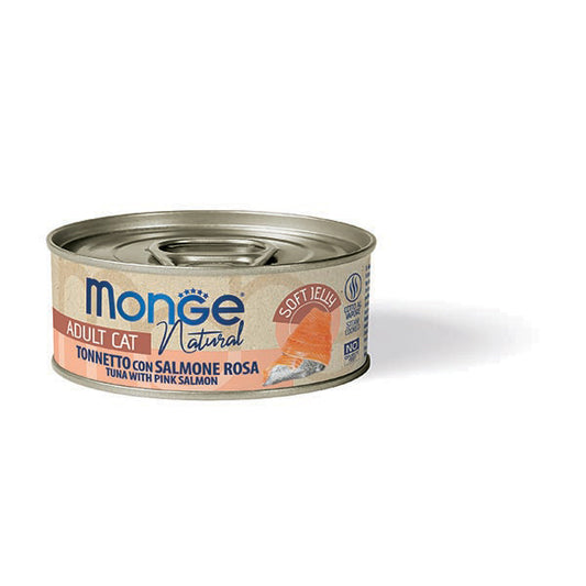 Monge Natural tonnetto con salmone rosa in Jelly — scatoletta da 80 g