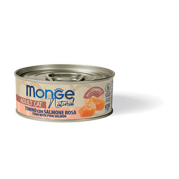 Monge Natural tonno con salmone rosa — scatoletta da 80 g