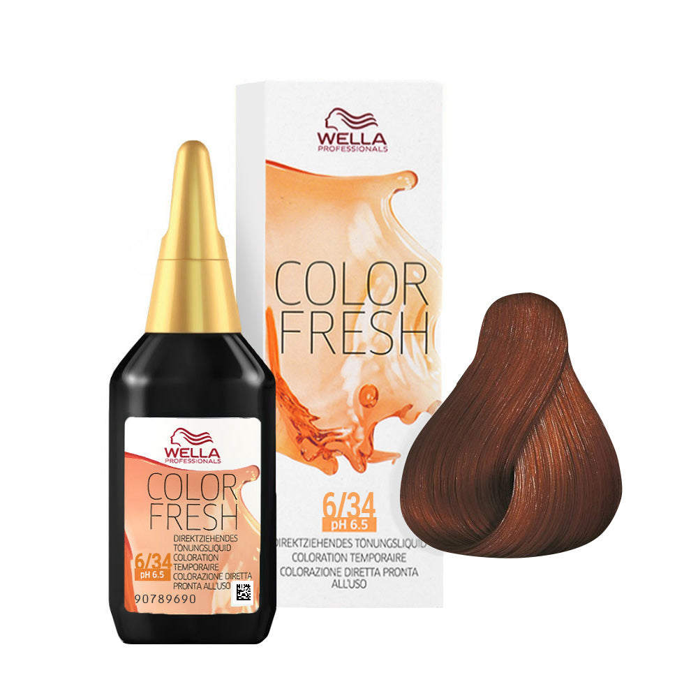 Color Fresh 6/34 — flacone 75 ml, astuccio e ciocca colore
