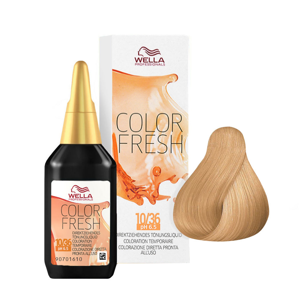 Color Fresh 10/36 — flacone 75 ml, astuccio e ciocca colore