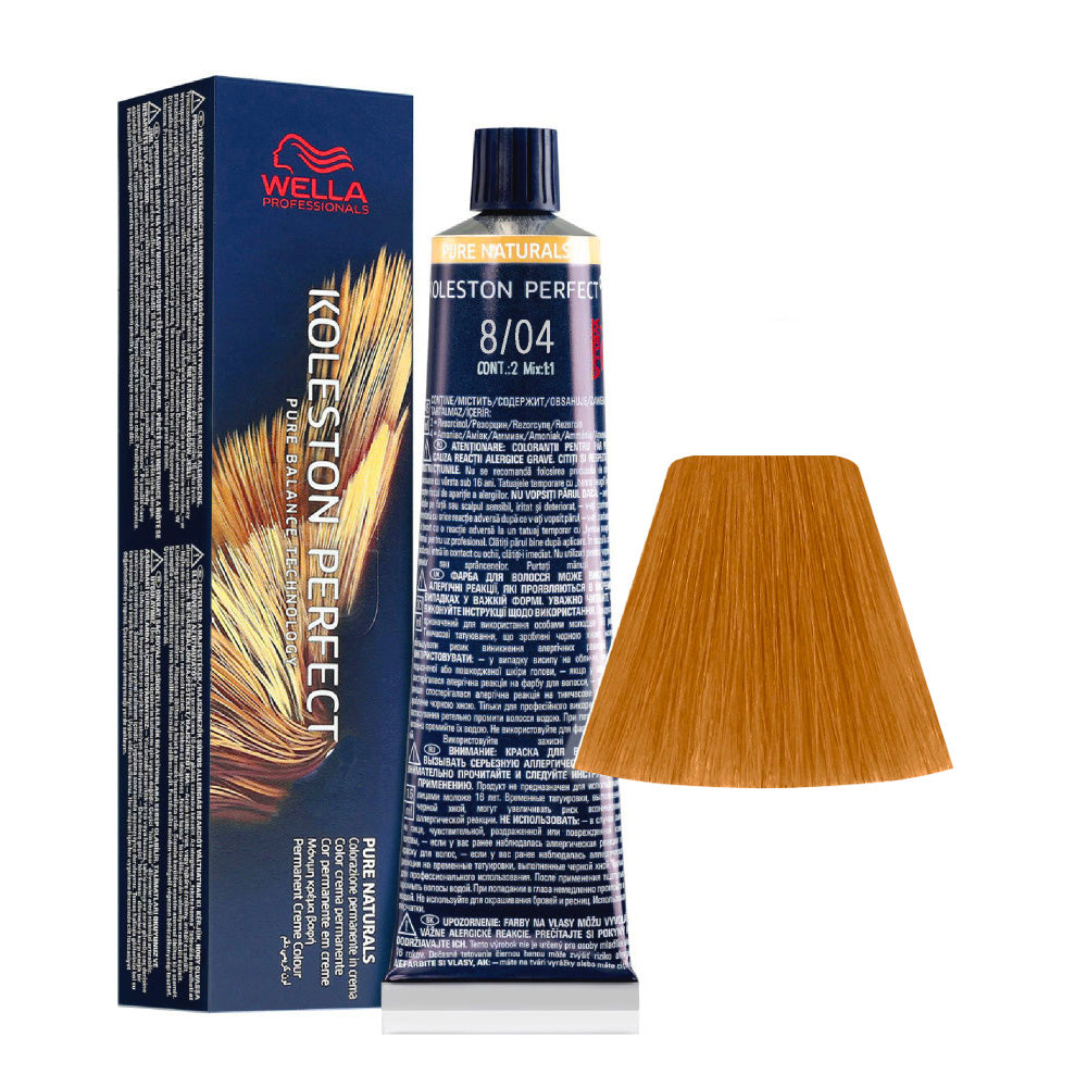 Koleston Perfect ME+ Pure Naturals 8/04 — tubo 60 ml e ciocca colore