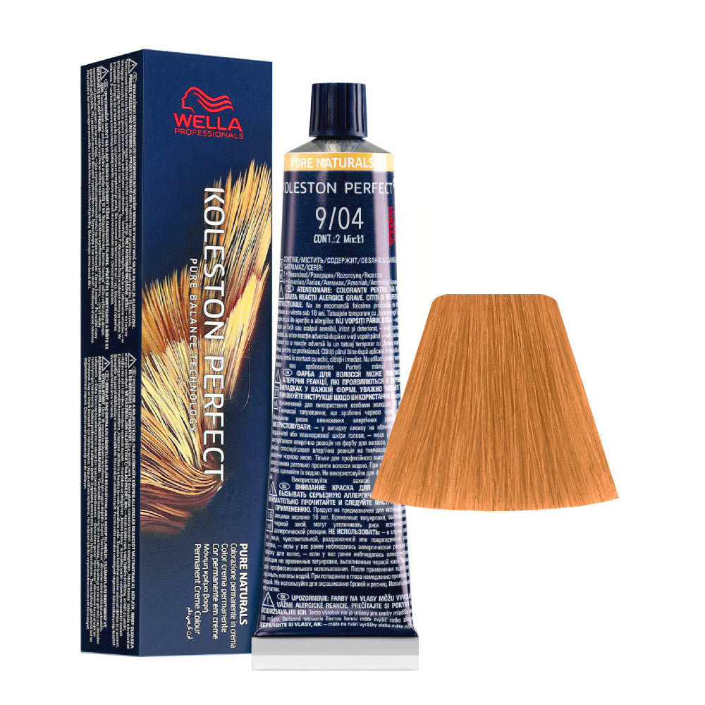 Koleston Perfect ME+ Pure Naturals 9/04 — tubo 60 ml e ciocca colore