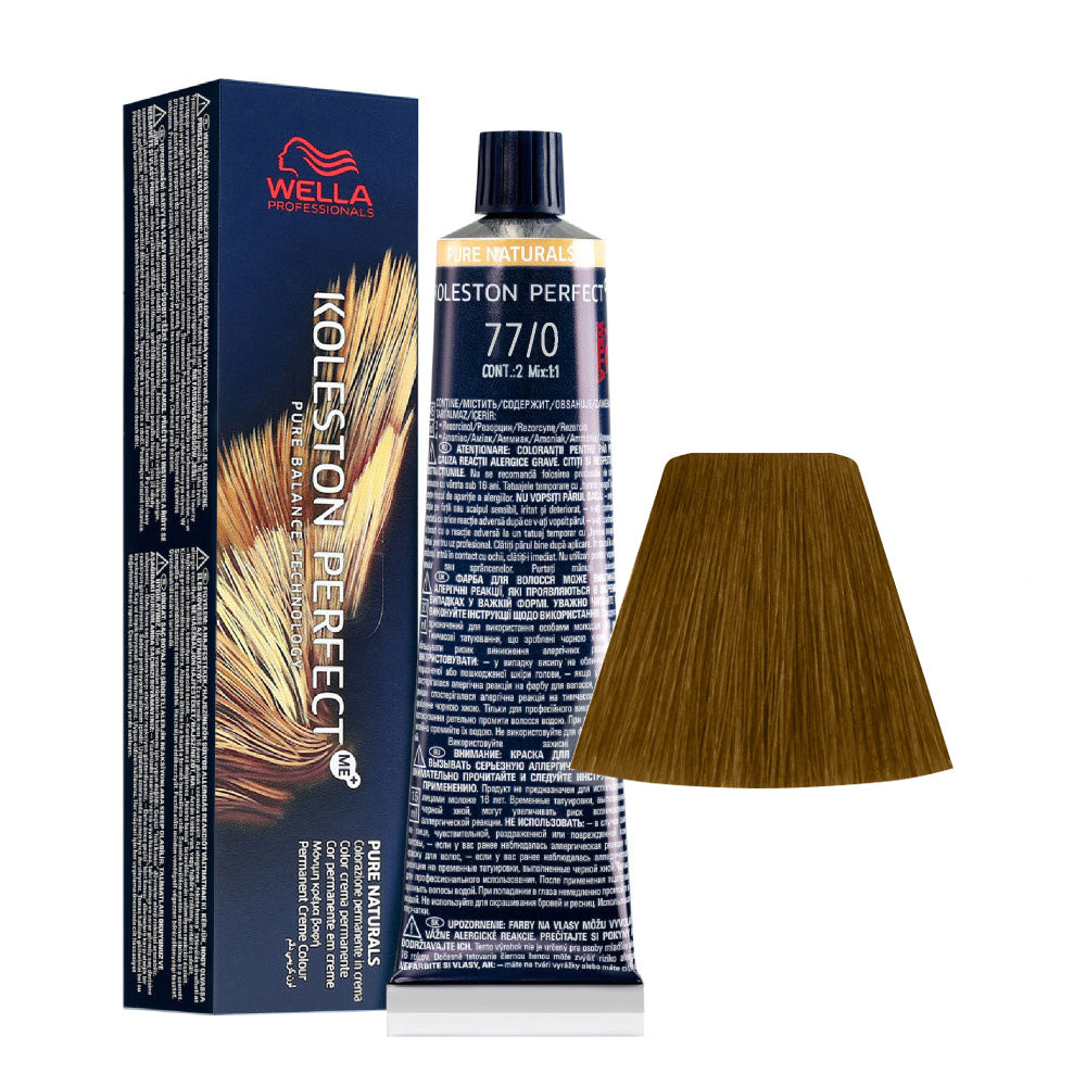 Koleston Perfect ME+ Pure Naturals 77/0 — tubo 60 ml e ciocca colore