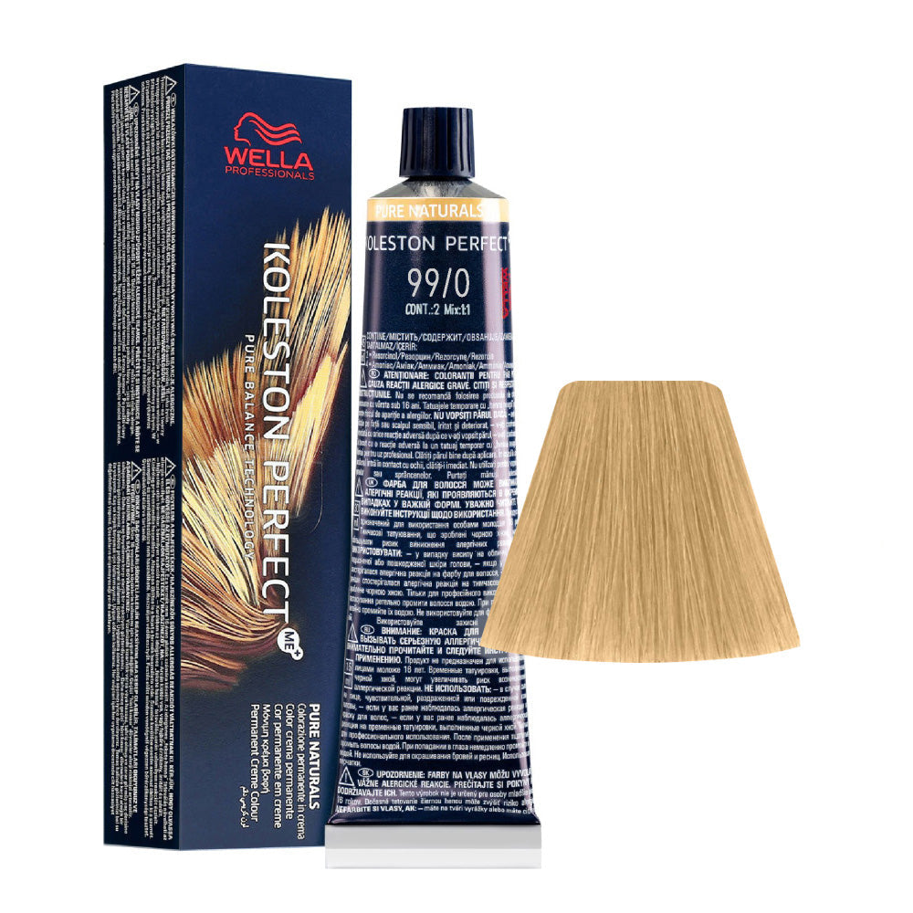 Koleston Perfect ME+ Pure Naturals 99/0 — tubo 60 ml e ciocca colore
