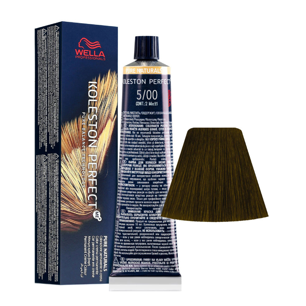 Koleston Perfect ME+ Pure Naturals 5/00 — tubo 60 ml e ciocca colore