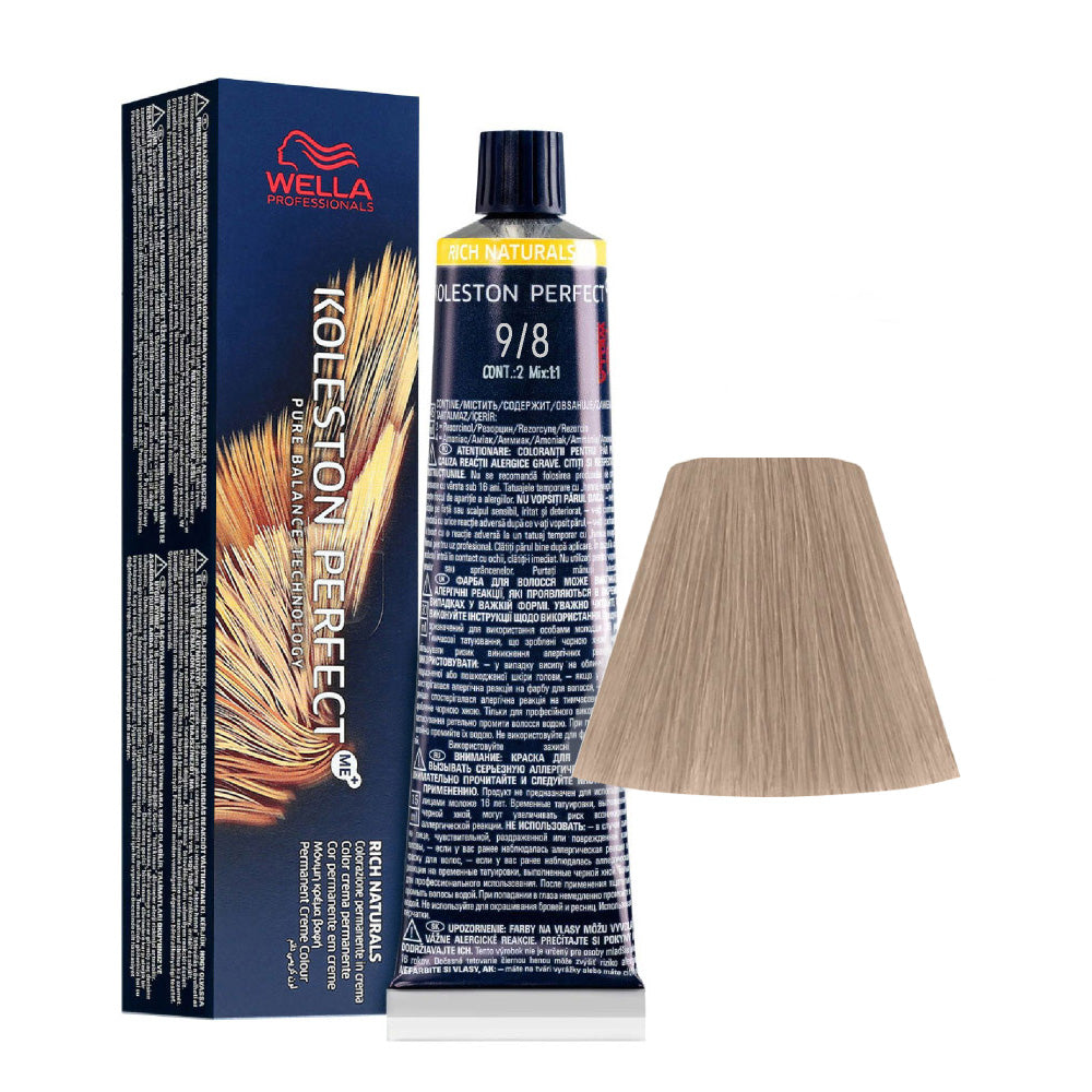 Koleston Perfect ME+ Rich Naturals 9/8 — tubo 60 ml e ciocca colore
