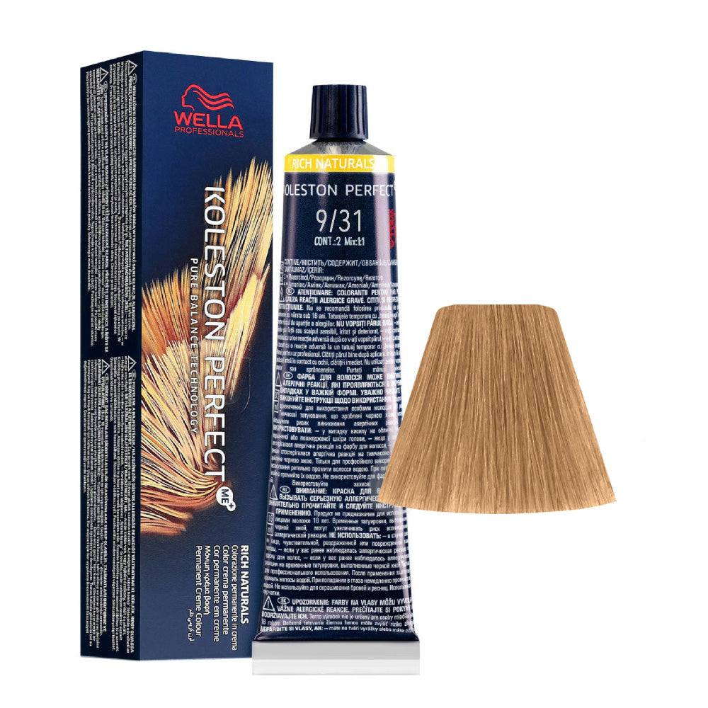 Koleston Perfect ME+ Rich Naturals 9/31 — tubo 60 ml e ciocca colore