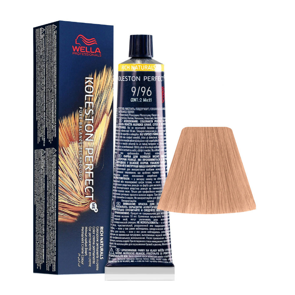 Koleston Perfect ME+ Rich Naturals 9/96 — tubo 60 ml e ciocca colore