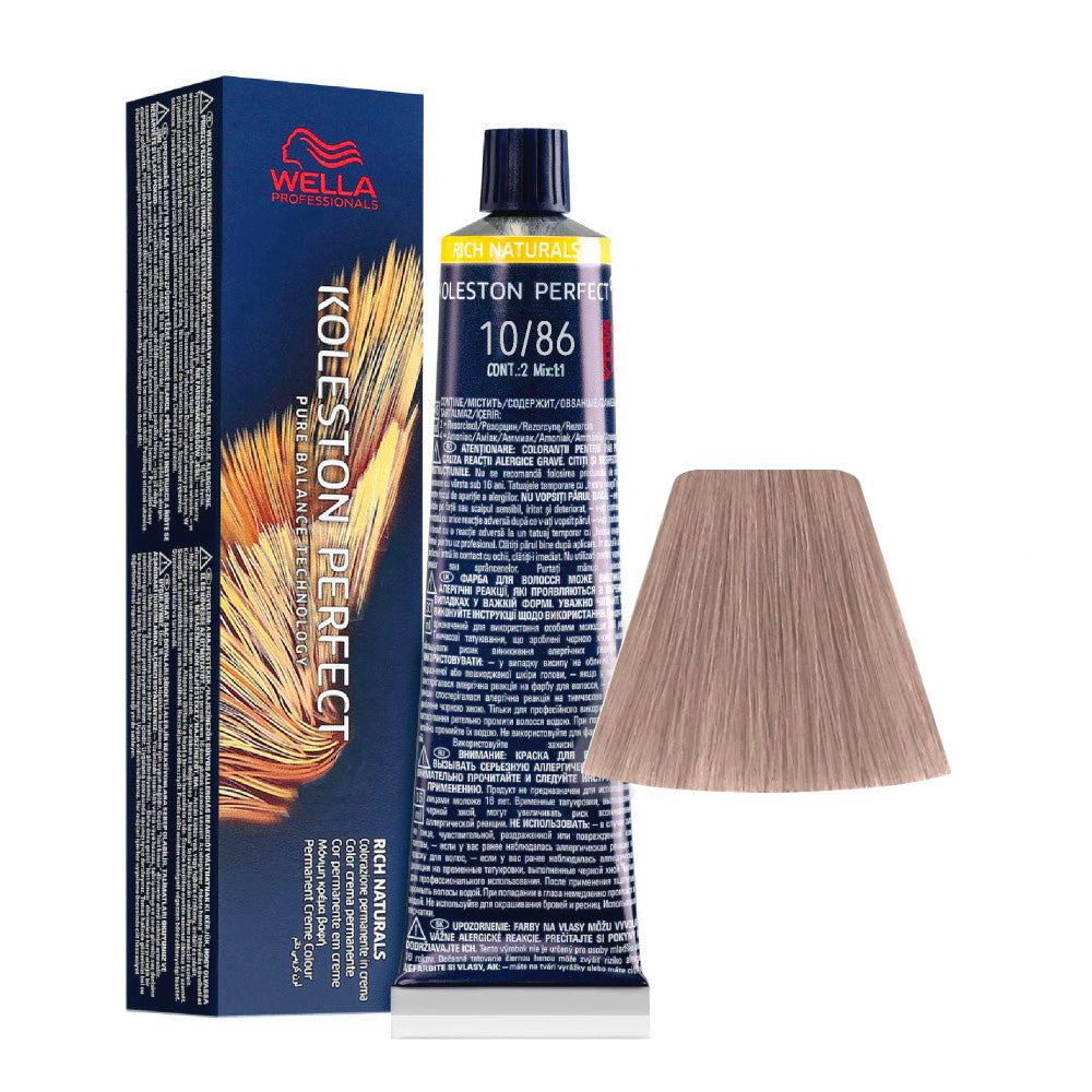 Koleston Perfect ME+ Rich Naturals 10/86 — tubo 60 ml e ciocca colore