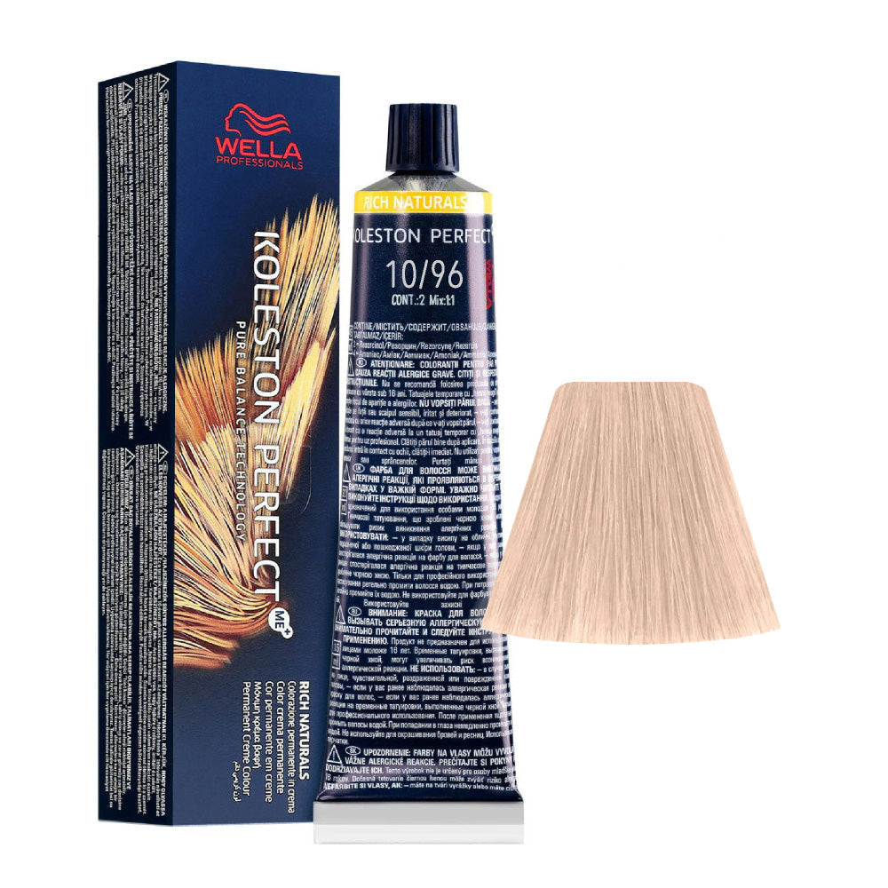 Koleston Perfect ME+ Rich Naturals 10/96 — tubo 60 ml e ciocca colore