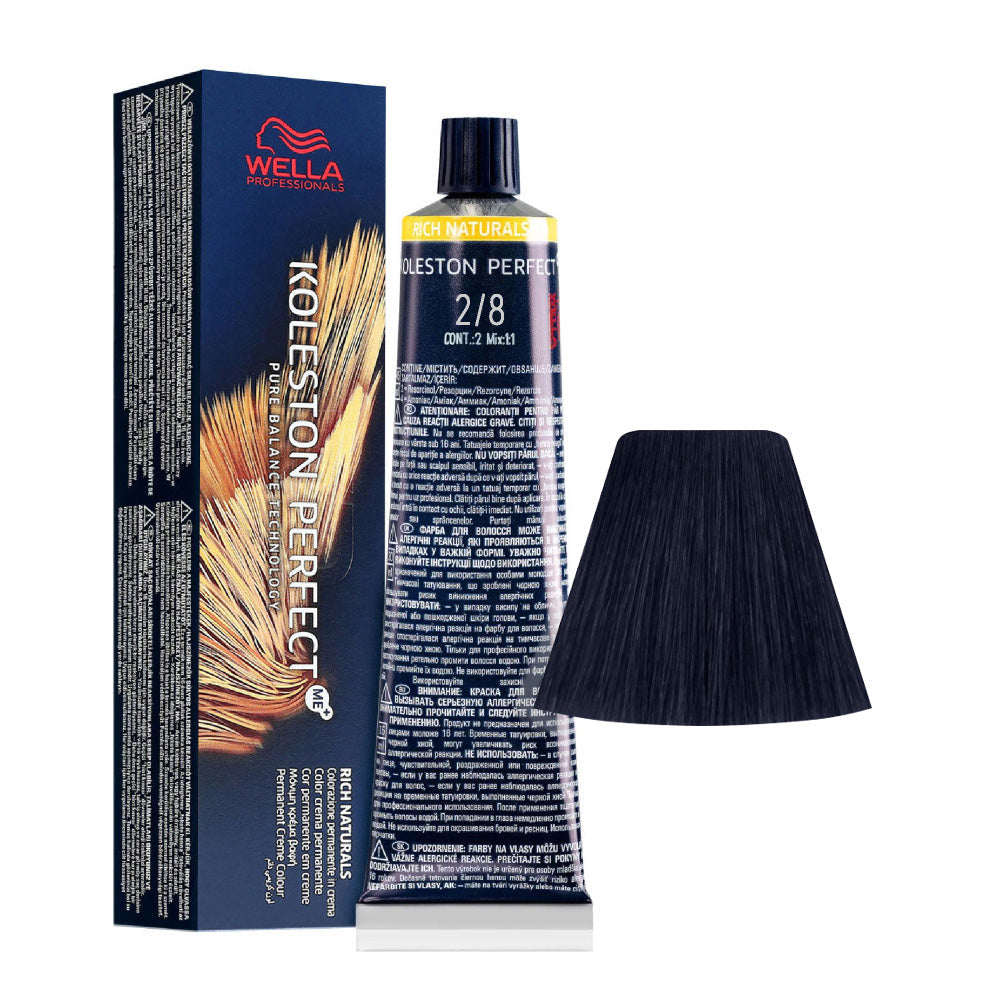 Koleston Perfect ME+ Rich Naturals 2/8 — tubo 60 ml e ciocca colore