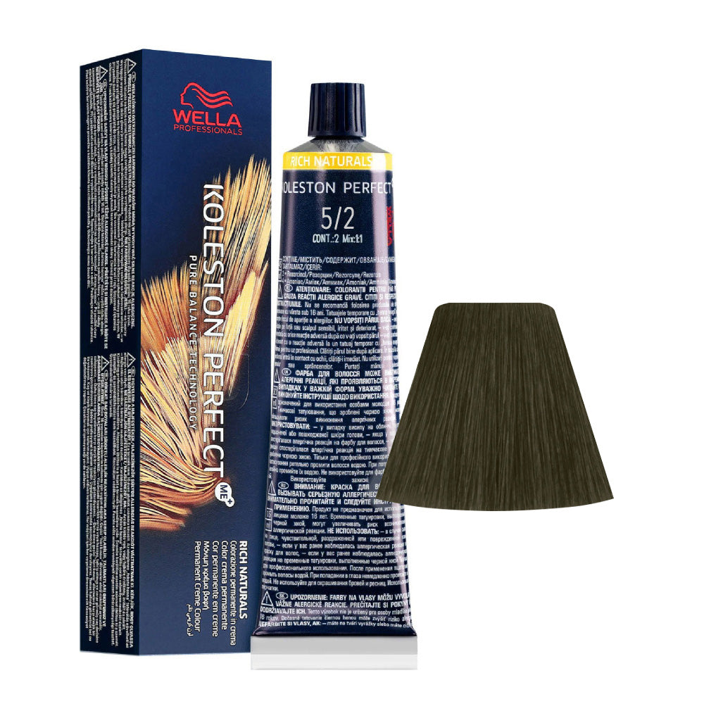Koleston Perfect ME+ Rich Naturals 5/2 — tubo 60 ml e ciocca colore