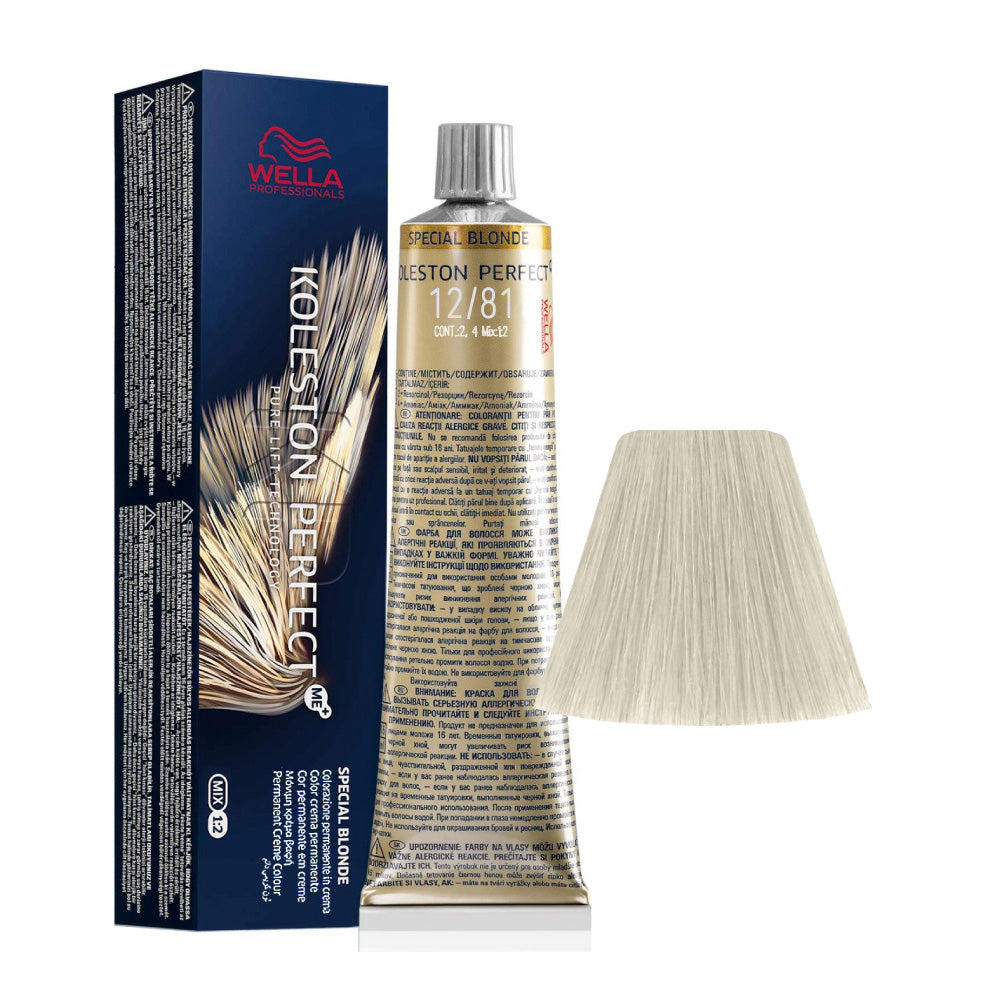 Koleston Perfect ME+ Special Blonde 12/81 — tubo 60 ml e ciocca colore