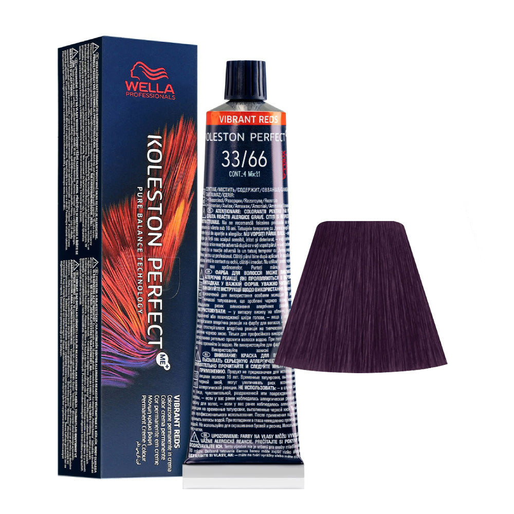 Koleston Perfect ME+ Vibrant Reds 33/66 — tubo 60 ml e ciocca colore