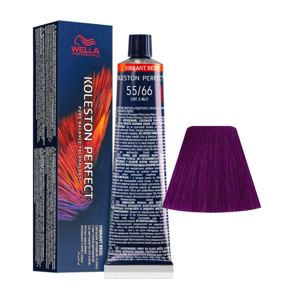 Koleston Perfect ME+ Vibrant Reds 55/66 — tubo 60 ml e ciocca colore