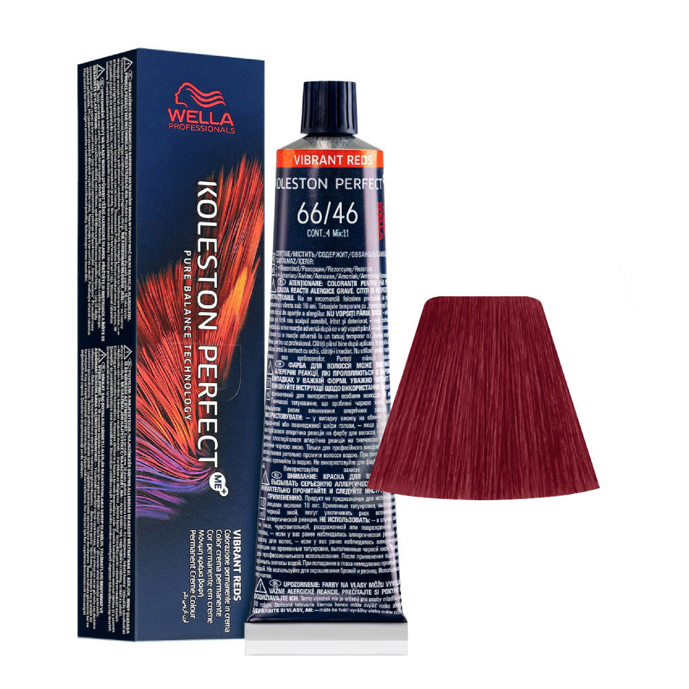 Koleston Perfect ME+ Vibrant Reds 66/46 — tubo 60 ml e ciocca colore