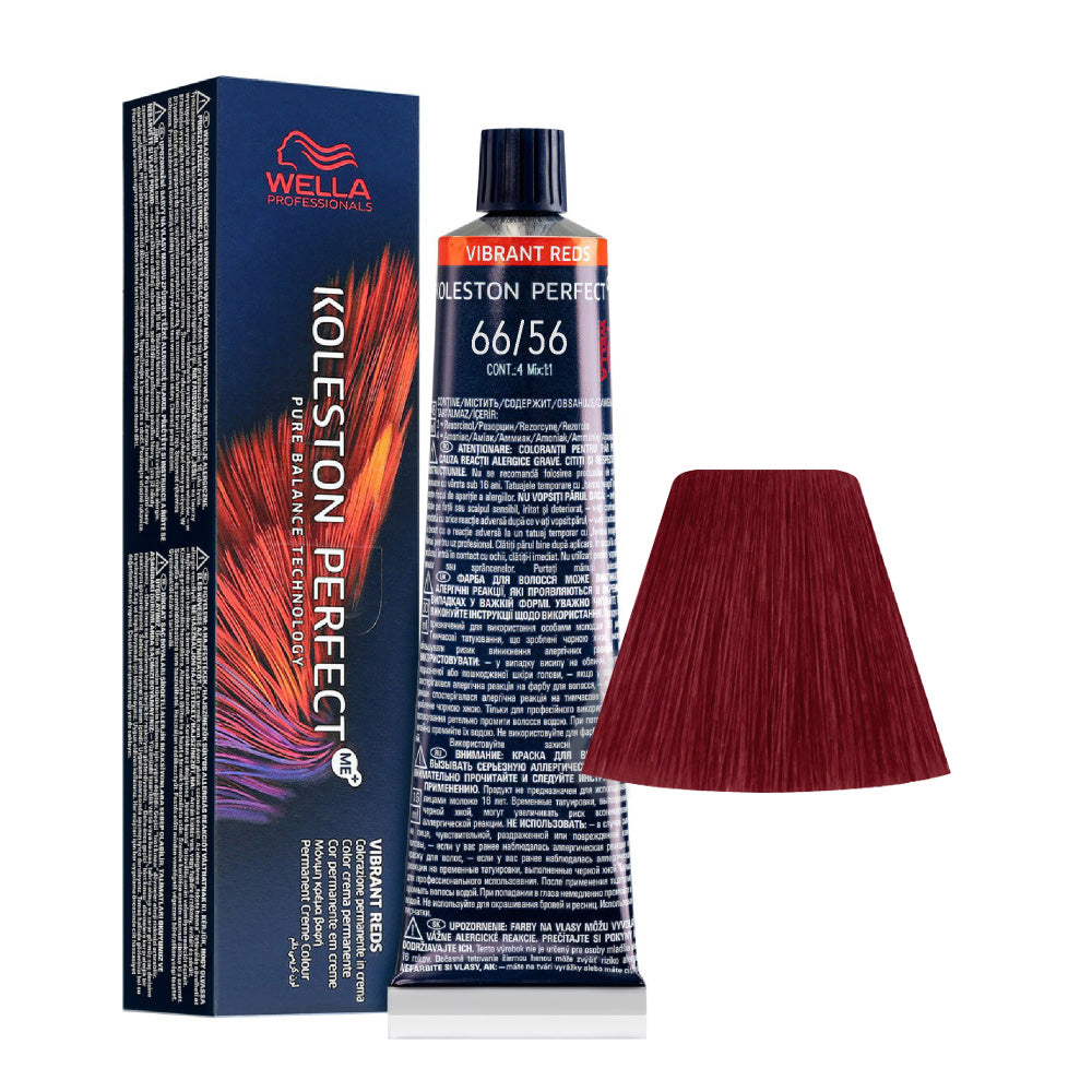 Koleston Perfect ME+ Vibrant Reds 66/56 — tubo 60 ml e ciocca colore