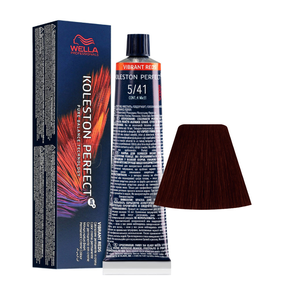 Koleston Perfect ME+ Vibrant Reds 5/41 — tubo 60 ml e ciocca colore