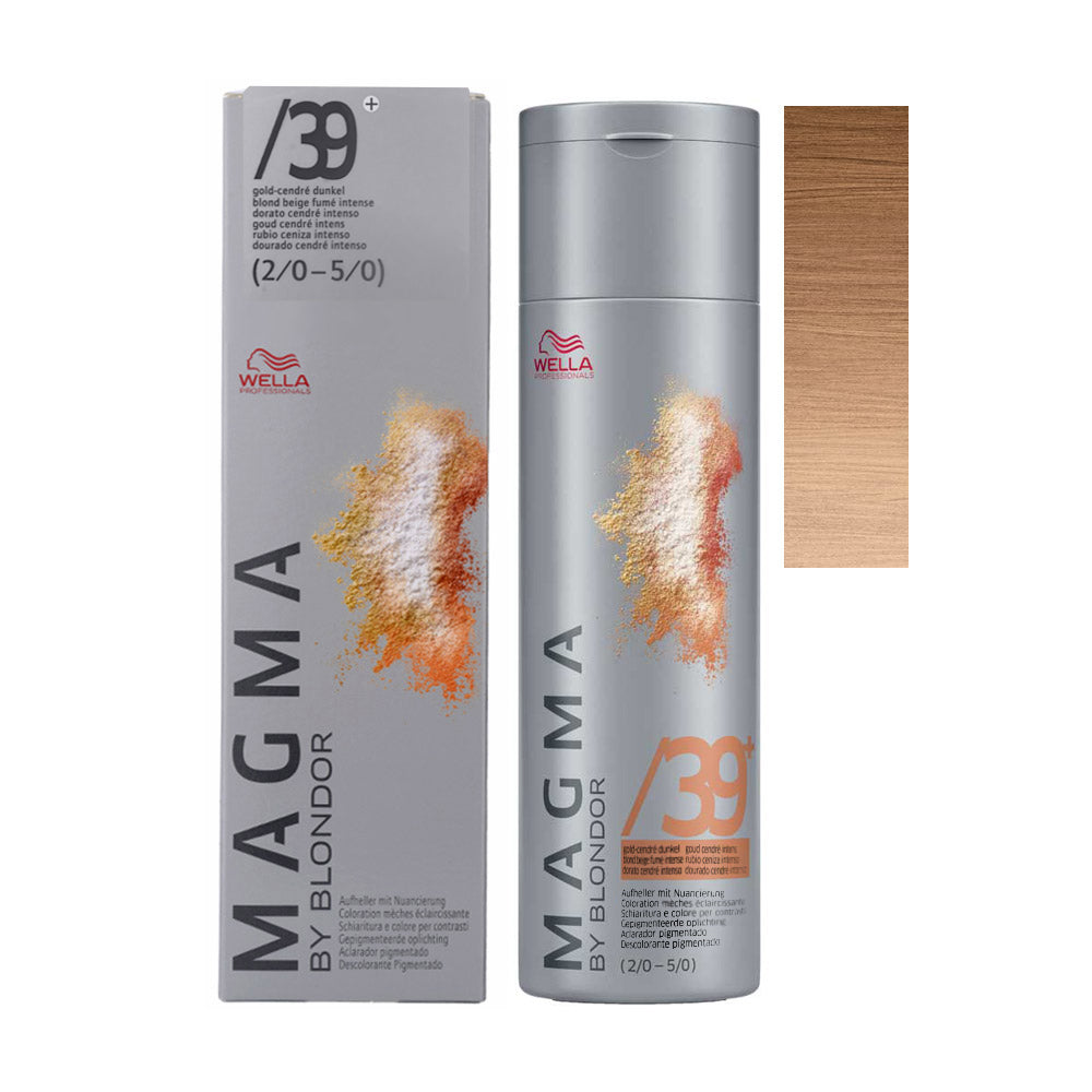 Wella Magma /39+ — barattolo 120 g, astuccio e ciocca colore