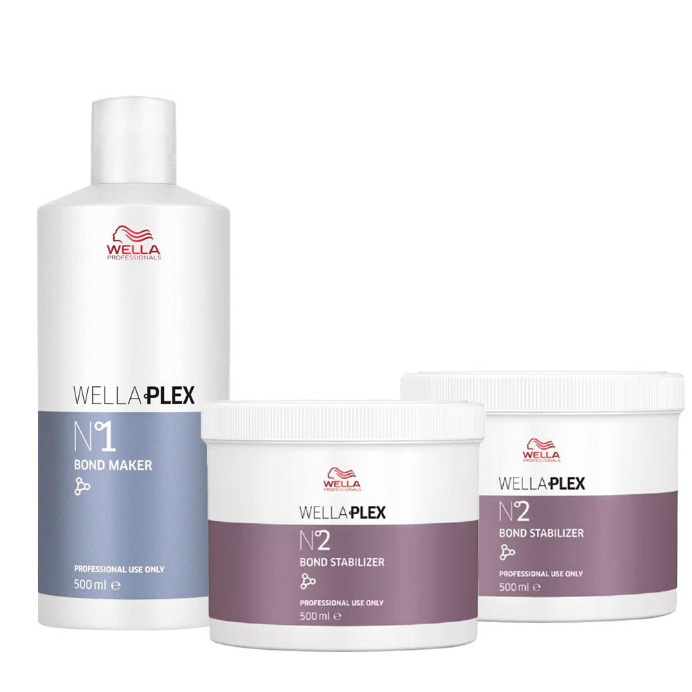 Wellaplex Kit professionale — N°1 Bond Maker 500 ml + 2 × N°2 Bond Stabilizer 500 ml