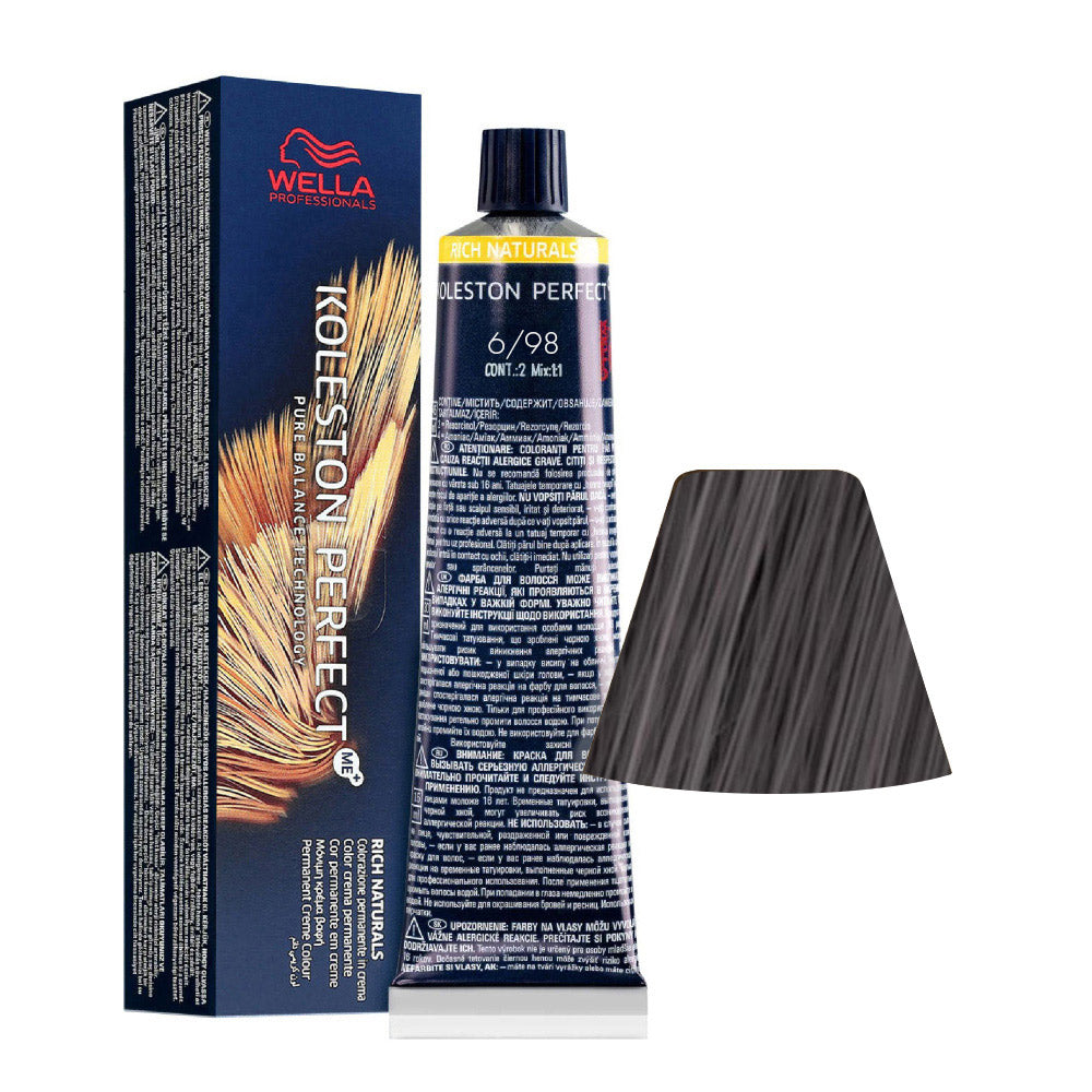 Koleston Perfect ME+ Rich Naturals 6/98 — tubo 60 ml e ciocca colore