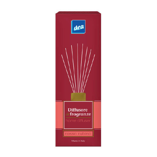 Dea Diffusore di Fragranze Rosso Rubino 200 ml — con 6 bastoncini