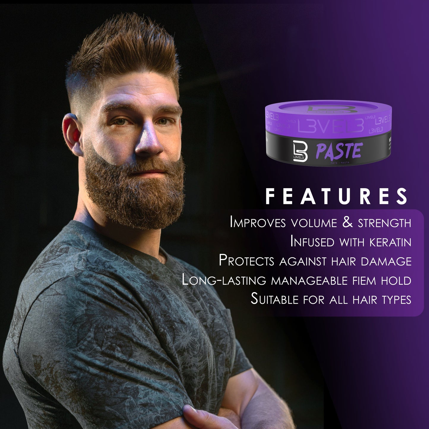 L3VEL3 Paste, pasta capelli finish matte 150 ml — foto prodotto