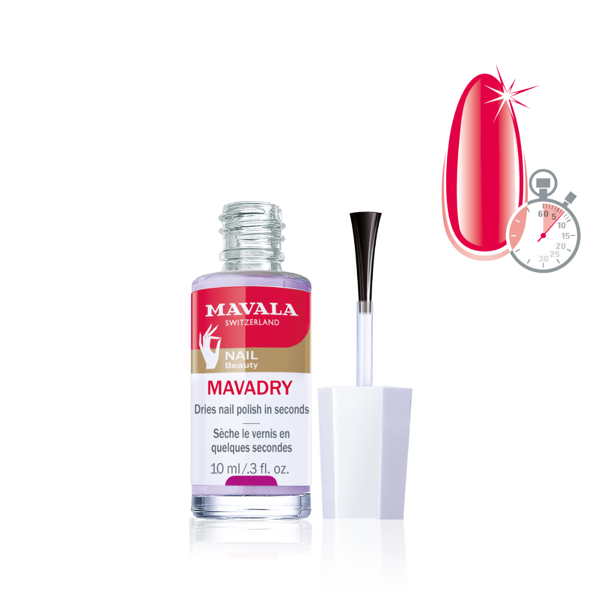 Flacone Mavala Mavadry gocce asciuga smalto e top coat 10 ml