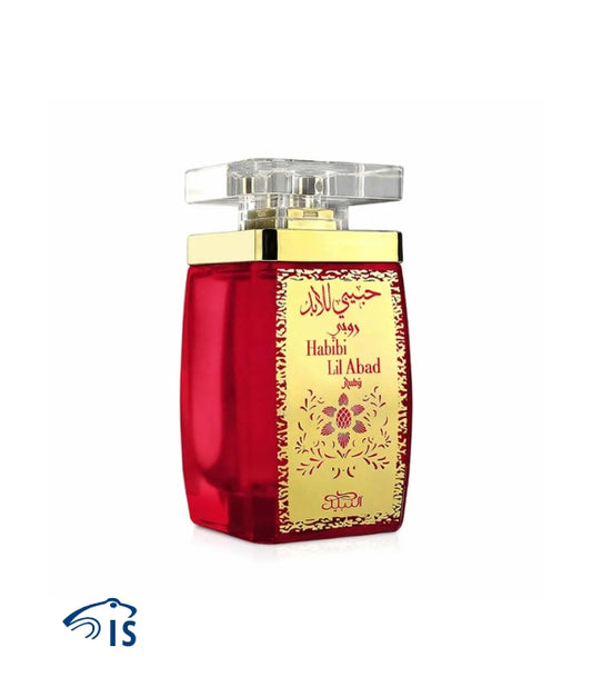 Flacone rosso di Nabeel Habibi Lil Abad Ruby Eau de Parfum da 100 ml