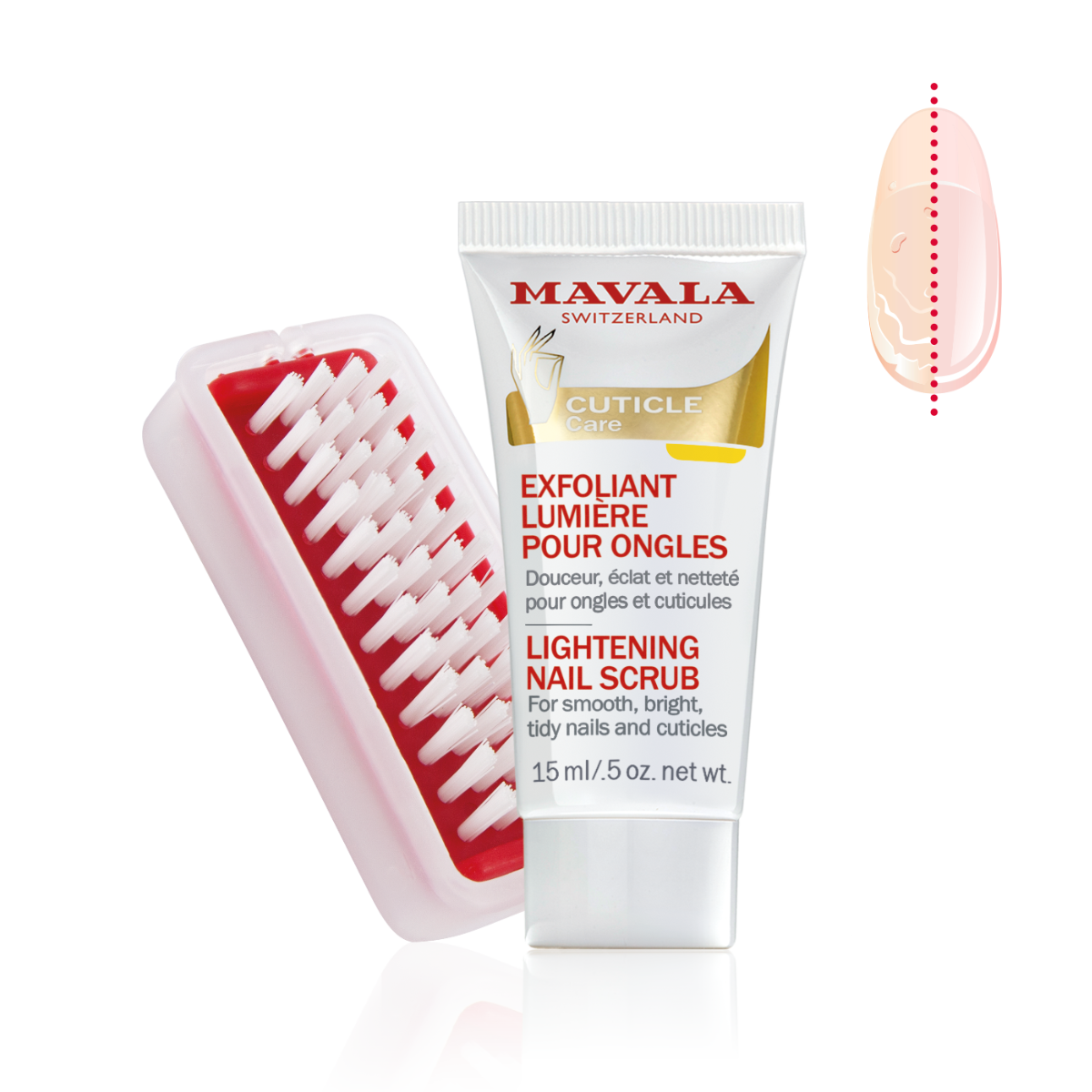 Tubo Mavala Masque Exfoliant Lumière esfoliante illuminante per unghie 15 ml
