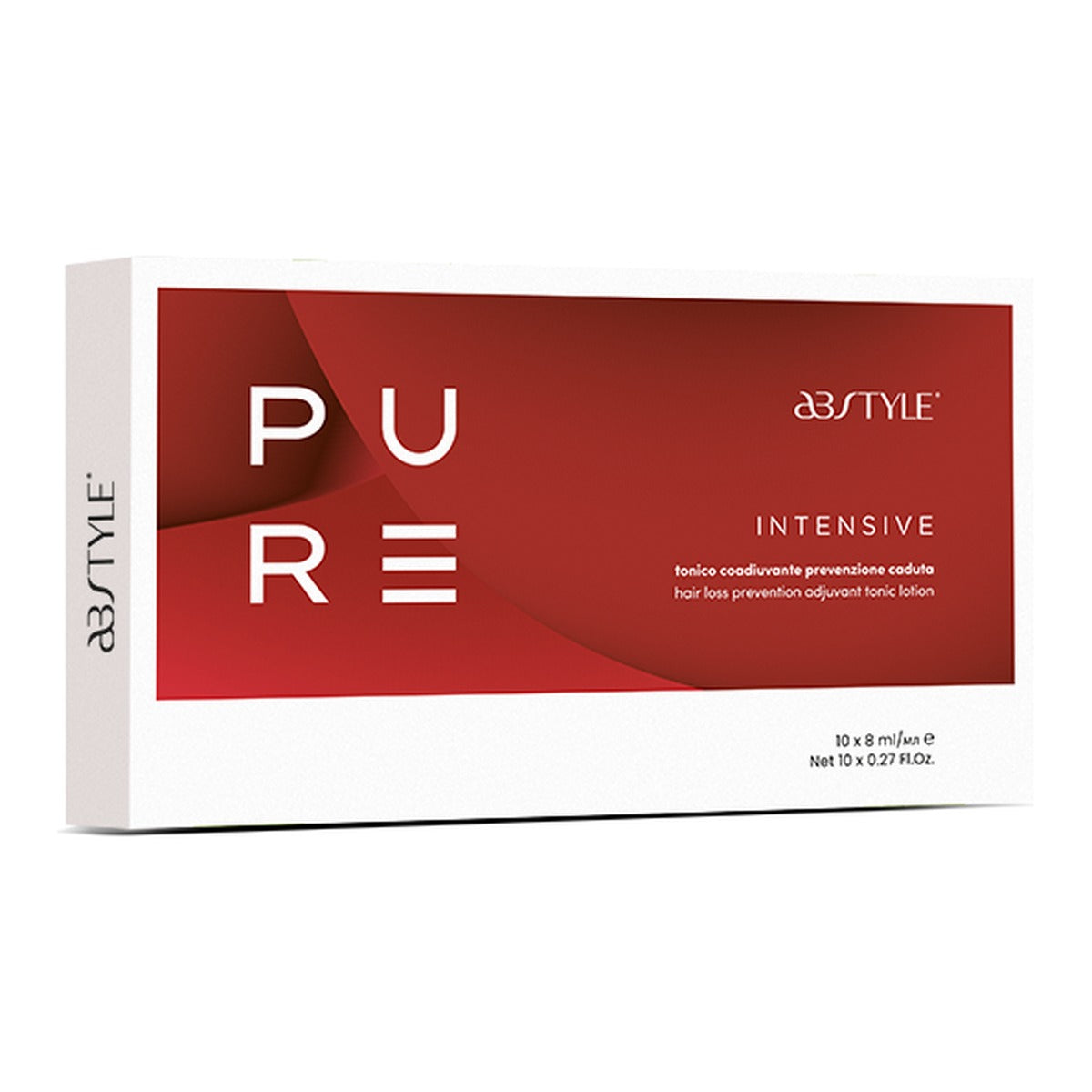 Abstyle Pure Intensive, tonico coadiuvante anticaduta, confezione da 10 fiale da 8 ml